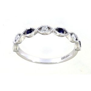 Real Diamond Twisted Blue Sapphire Band Gemstone Jewelry White Gold